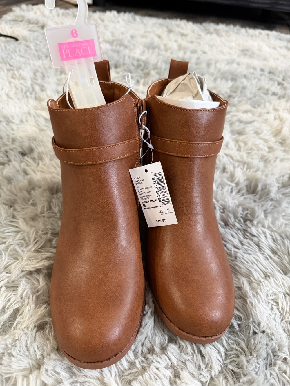 The Children's Place Tan Brown Faux-Leather Ankle Boots